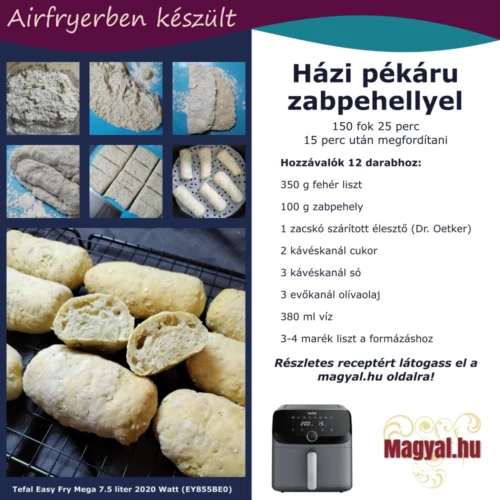 Házi pékáru airfryerben, zabpehellyel
